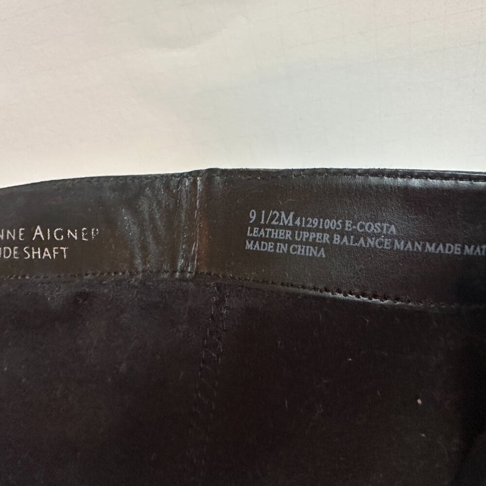 Etienne Aigner Black Leather Tall Riding Boots Wide Calf Size 9.5 - Picture 4 of 5